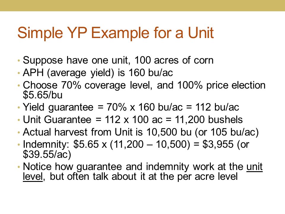 Simple YP Example for a Unit