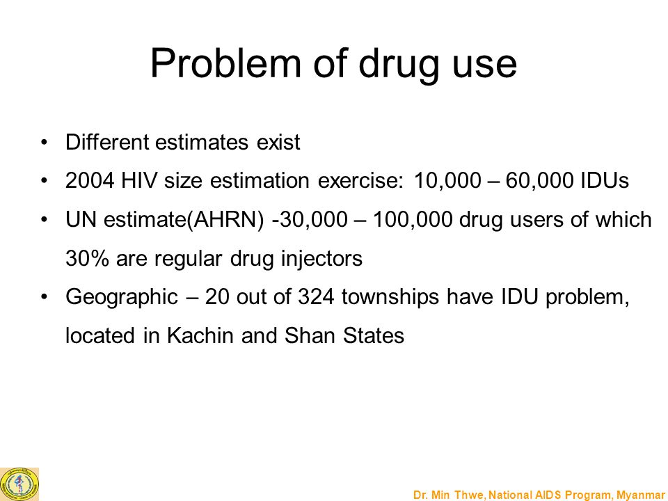 Problem of drug use Different estimates exist