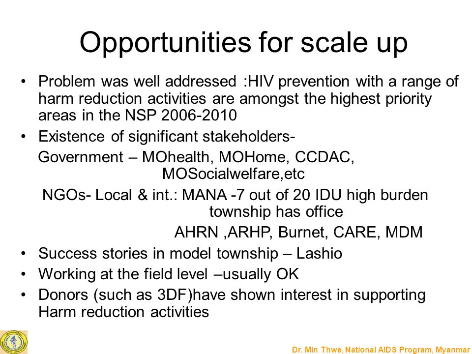 Opportunities for scale up