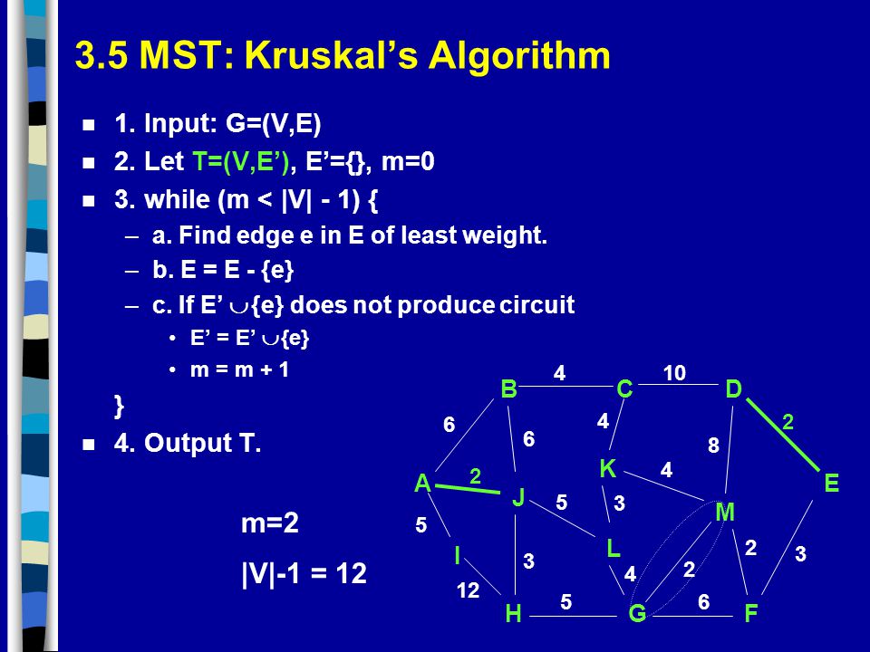 Graphs Iii Trees Msts Chp 11 5 11 6 Ppt Download