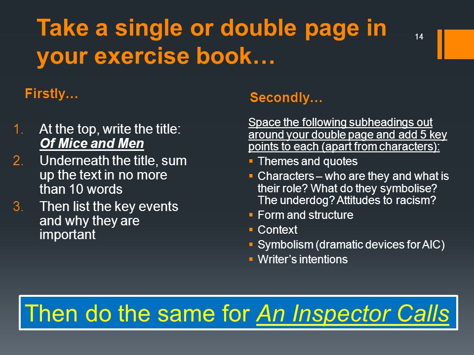 Take a single or double page in your exercise book…