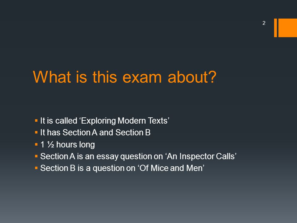 What is this exam about It is called ‘Exploring Modern Texts’