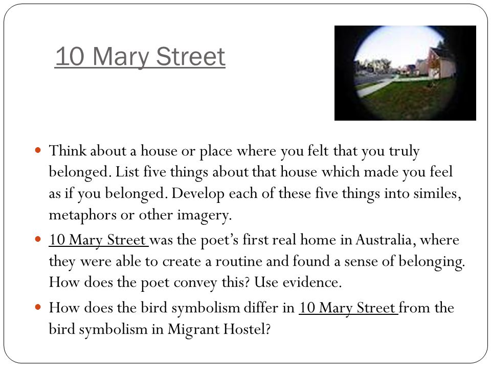 10 mary street poem