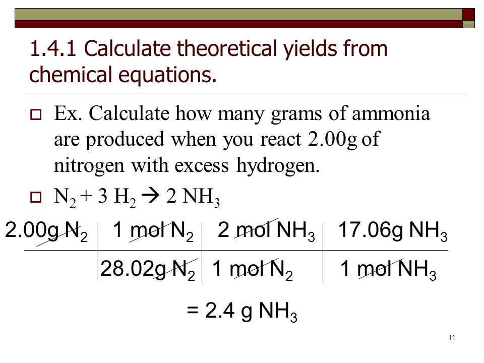 1.4.1 Calculate theoretical yields from chemical equations. - ppt download