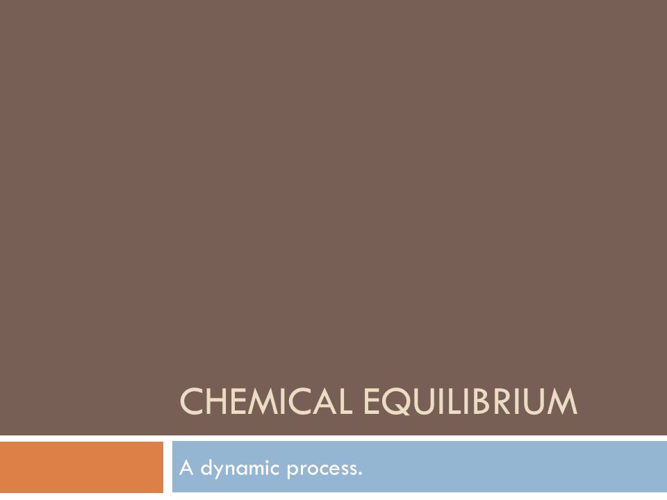 Chemical Equilibrium A dynamic process.