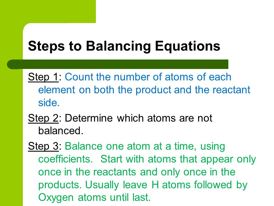 Balancing Chemical Equations - ppt download