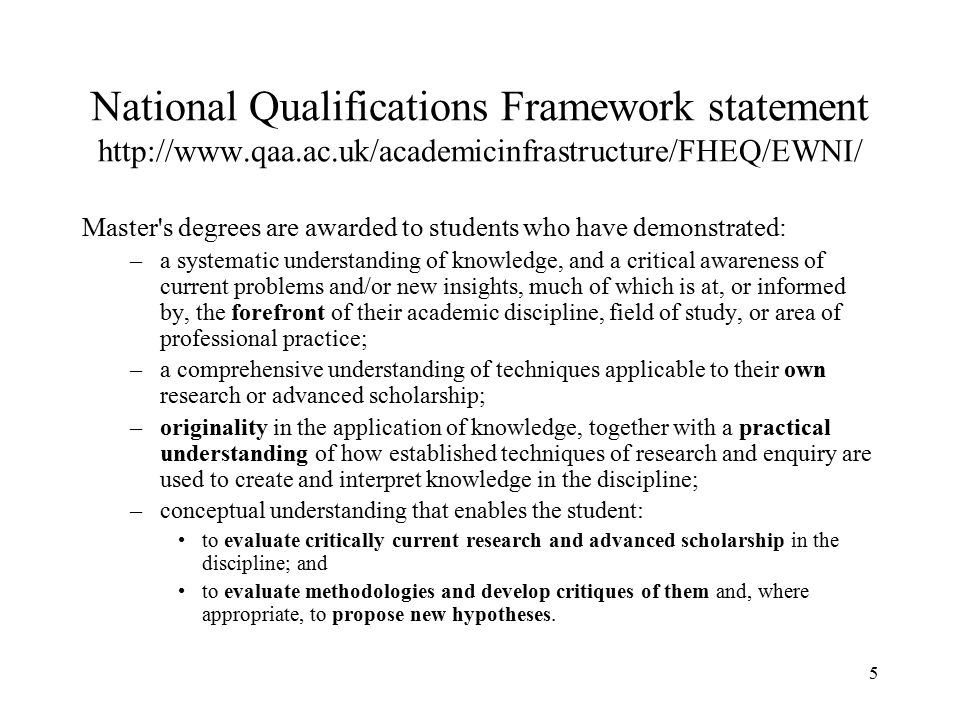 National Qualifications Framework statement   qaa. ac