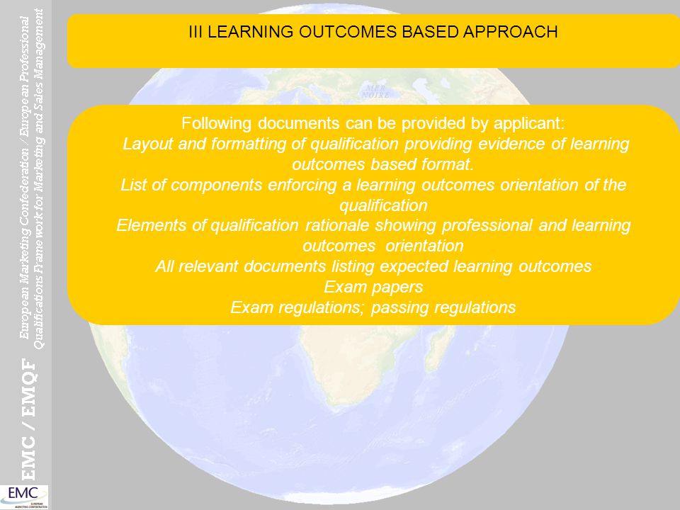 III LEARNING OUTCOMES BASED APPROACH