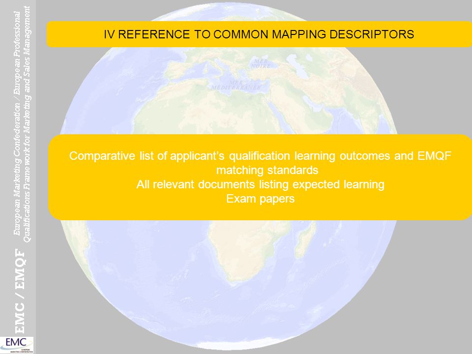 IV REFERENCE TO COMMON MAPPING DESCRIPTORS