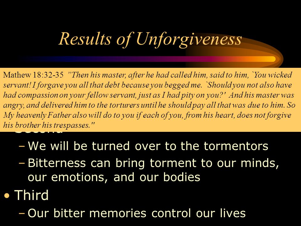 Results Of Unforgiveness