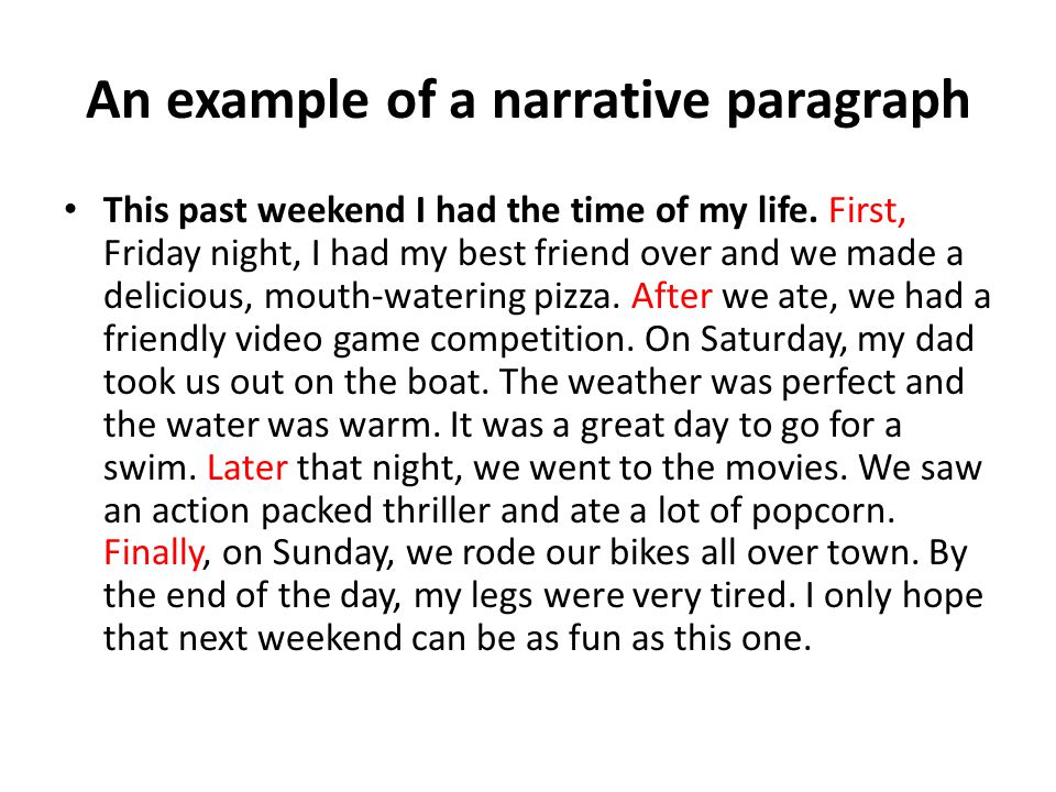 narrative paragraph examples for high school