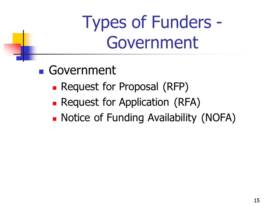 Types of Funders - Government