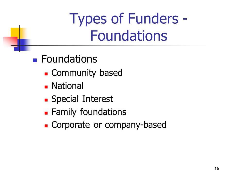 Types of Funders - Foundations