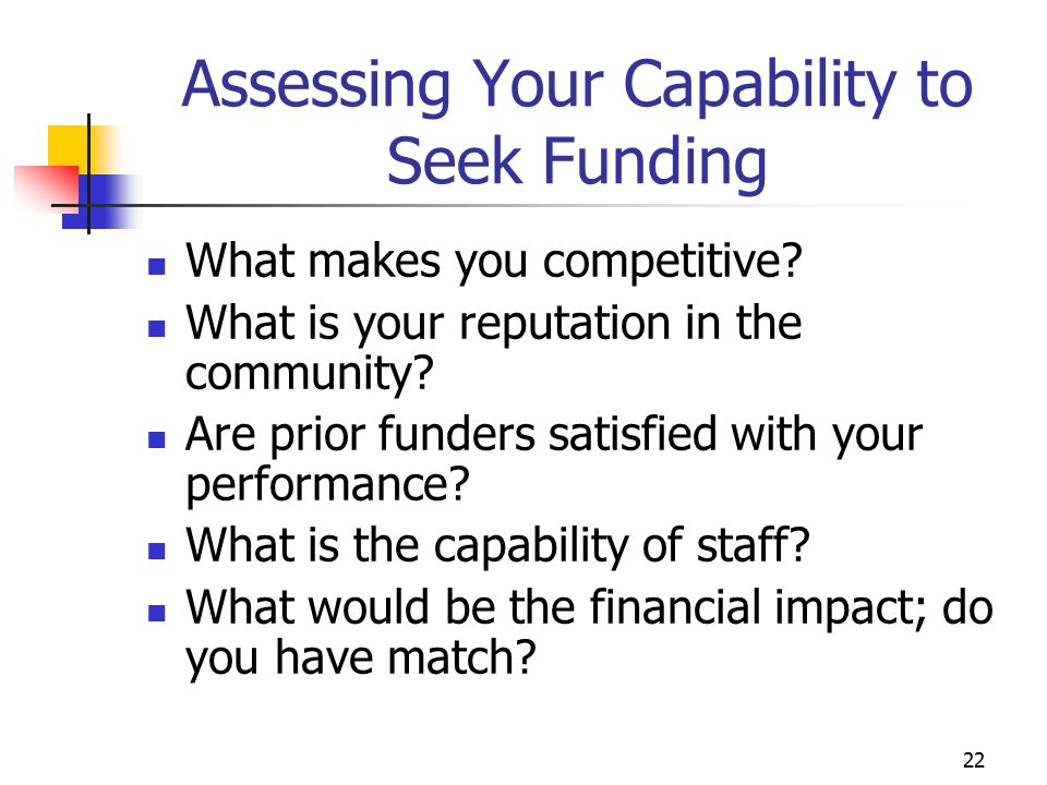 Assessing Your Capability to Seek Funding