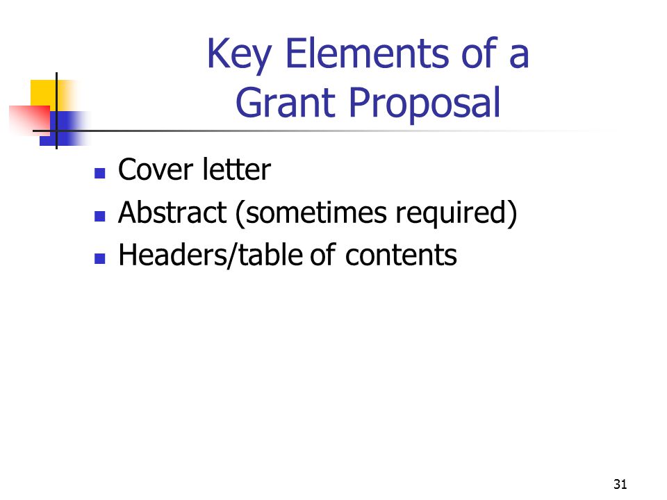 Key Elements of a Grant Proposal