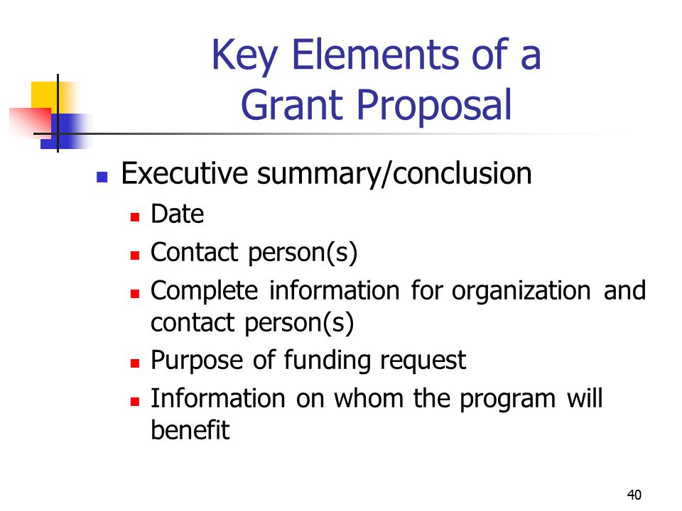 Key Elements of a Grant Proposal