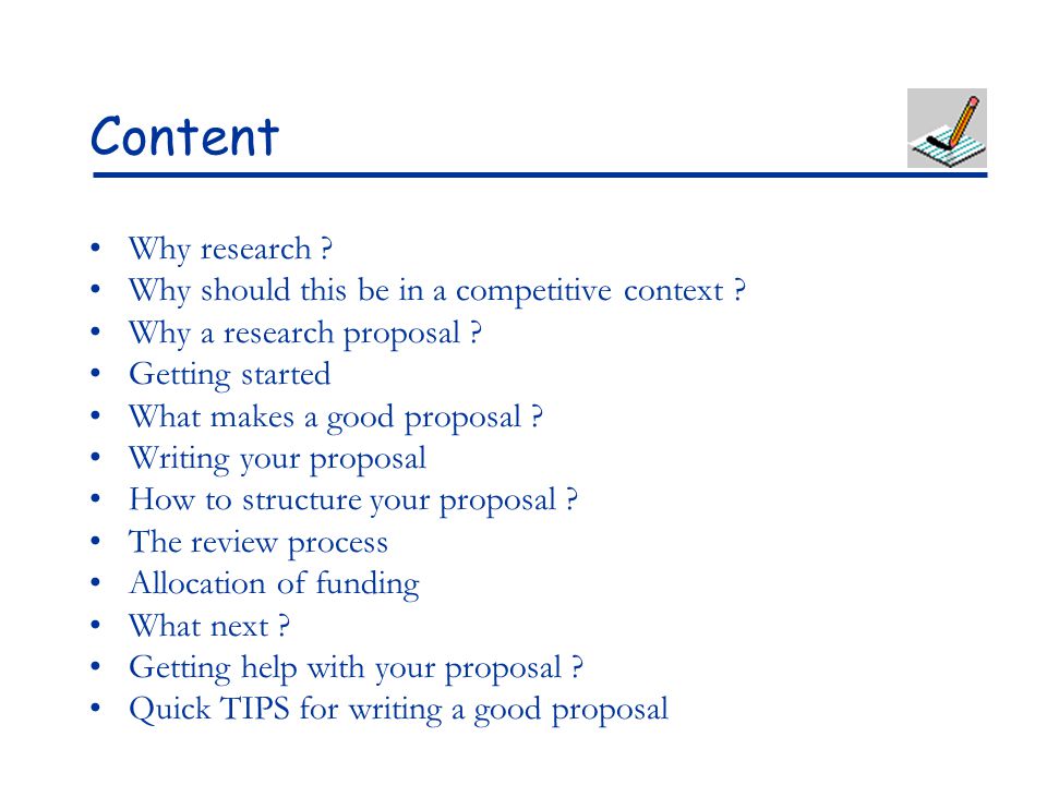 content of a research proposal