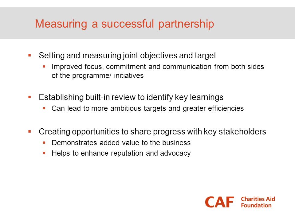 Measuring a successful partnership