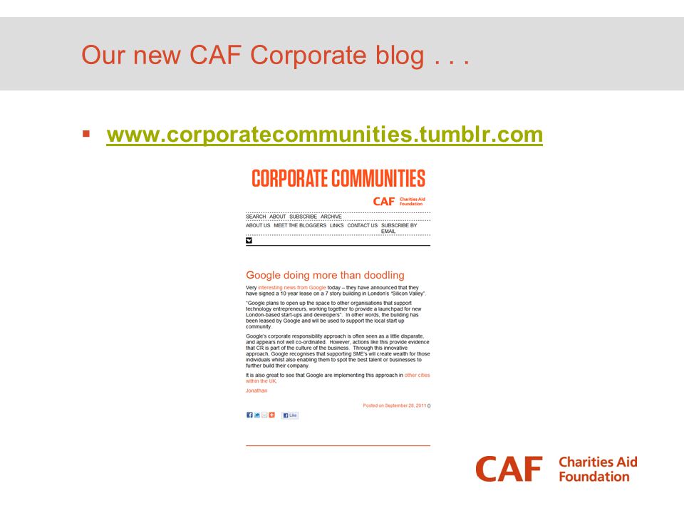Our new CAF Corporate blog . . .