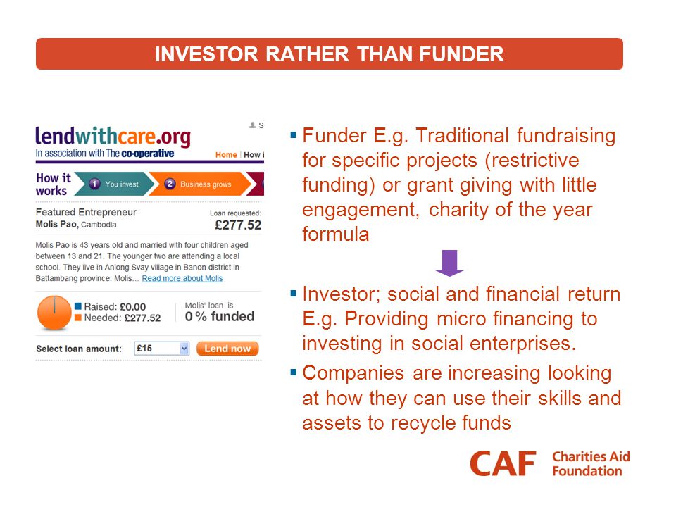 INVESTOR RATHER THAN FUNDER