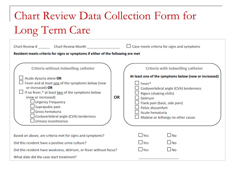 Chart Review Data Collection Form for Long Term Care