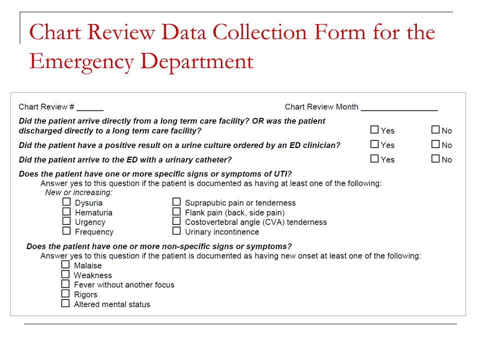 Chart Review Data Collection Form for the Emergency Department