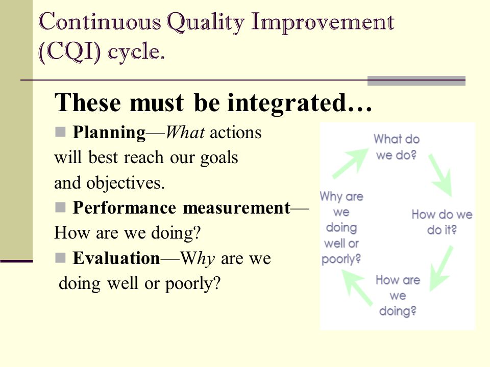 Continuous Quality Improvement (CQI) cycle.