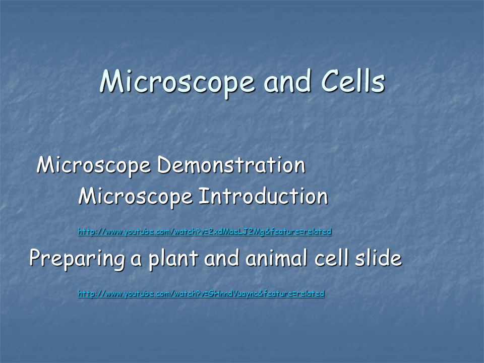 Microscope and Cells Microscope Demonstration Microscope Introduction