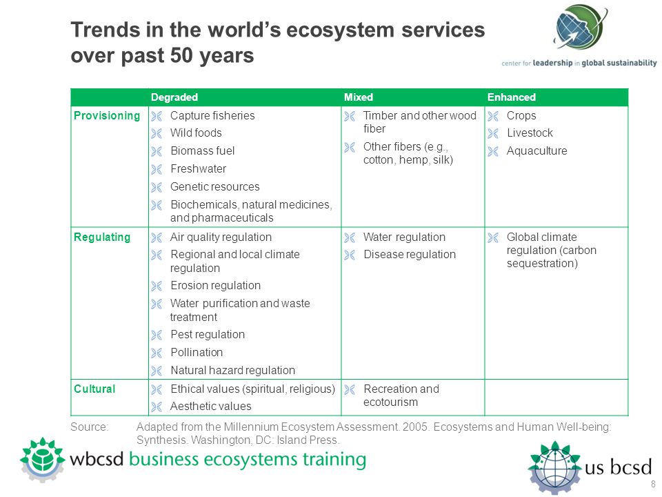 Trends in the world’s ecosystem services over past 50 years