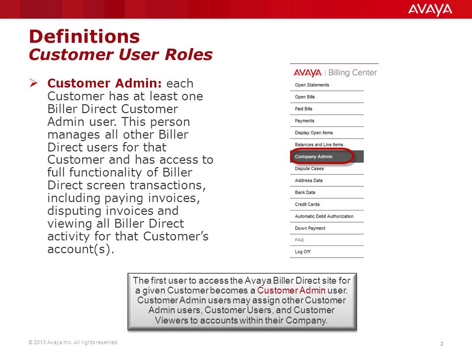 Definitions Customer User Roles