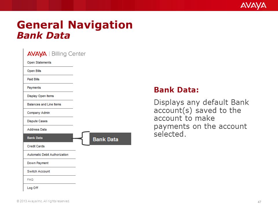 General Navigation Bank Data