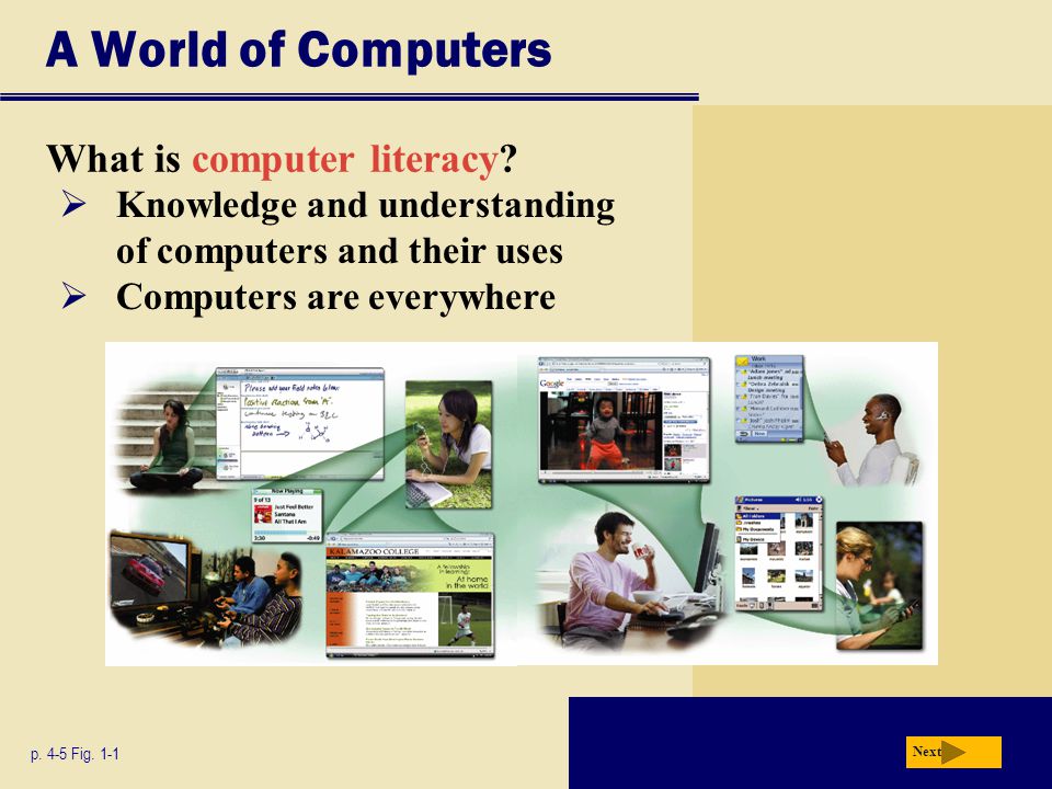 A World of Computers What is computer literacy