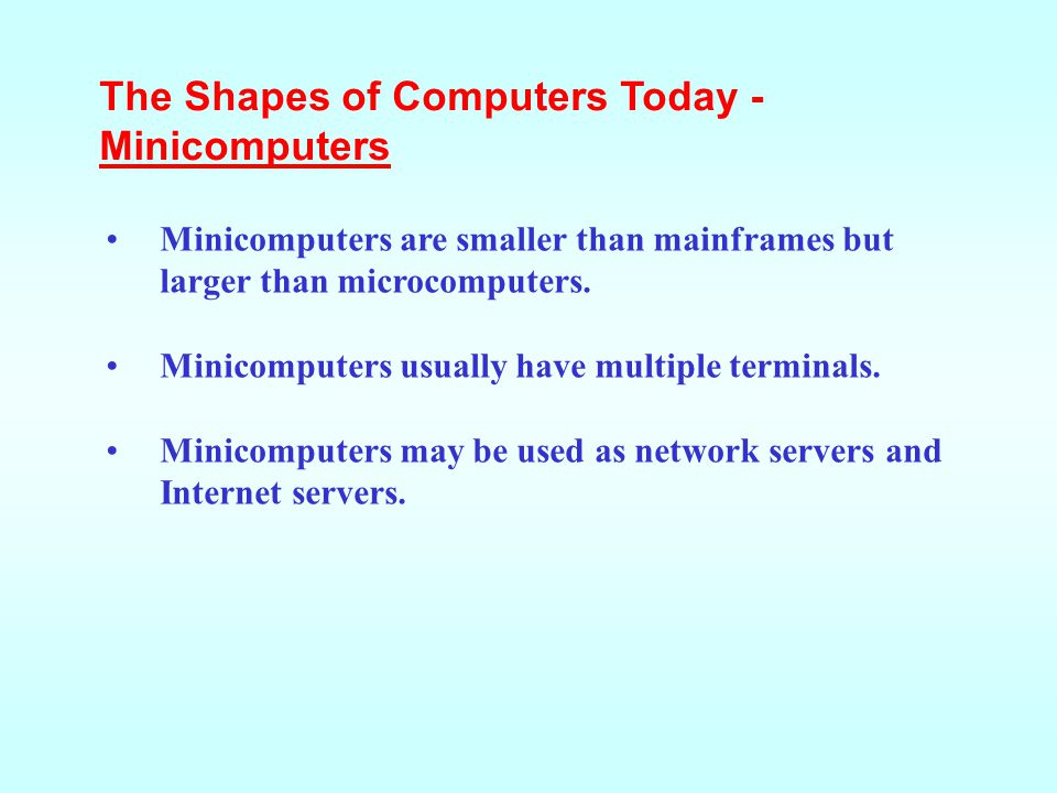 The Shapes of Computers Today - Minicomputers