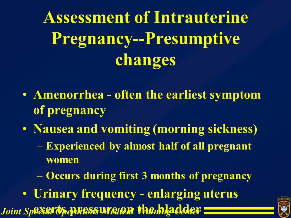 Assessment of Intrauterine Pregnancy--Presumptive changes