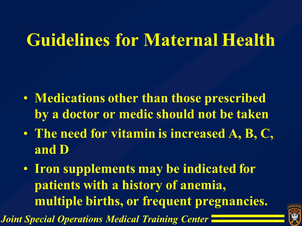 Guidelines for Maternal Health