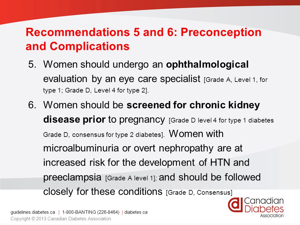 Recommendations 5 and 6: Preconception and Complications