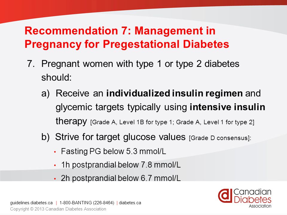 Recommendation 7: Management in Pregnancy for Pregestational Diabetes