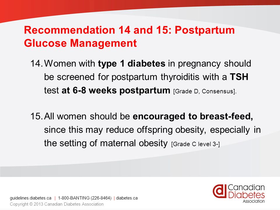 Recommendation 14 and 15: Postpartum Glucose Management