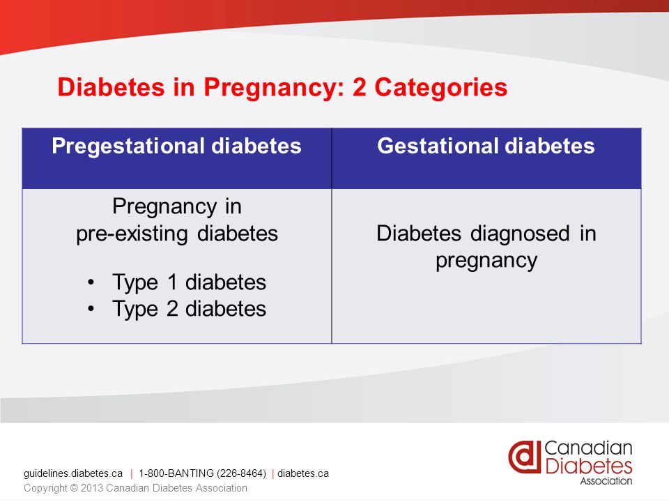 Diabetes in Pregnancy: 2 Categories