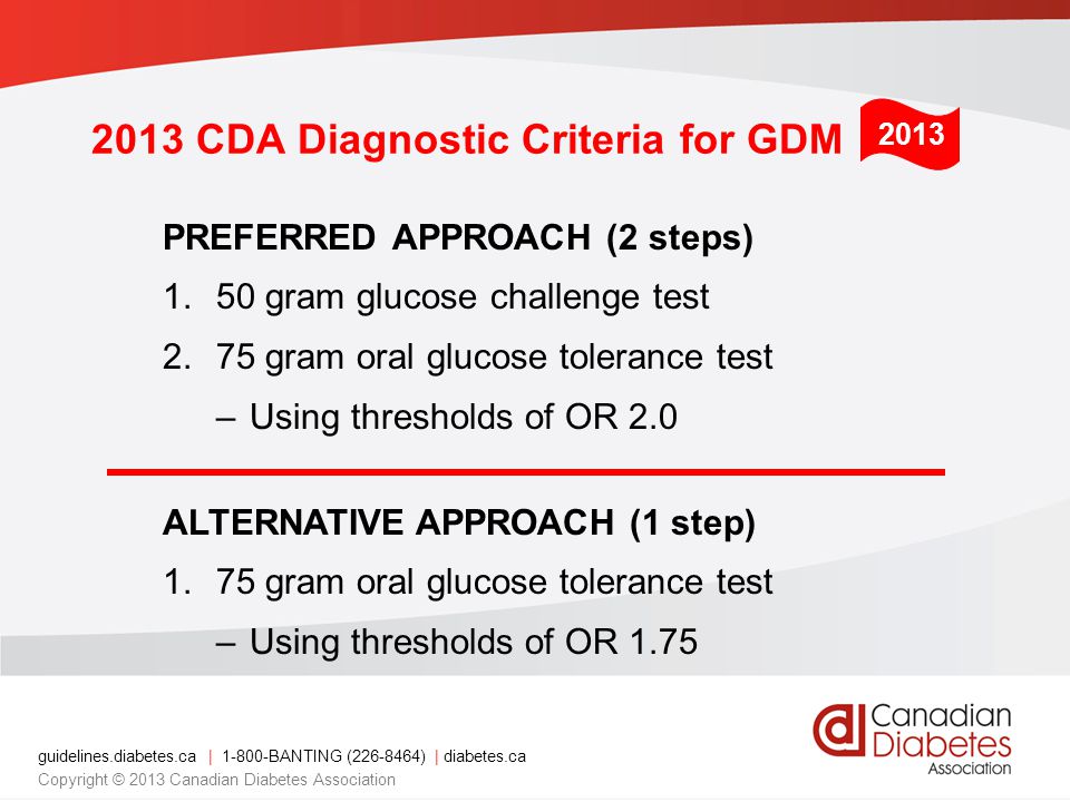 2013 CDA Diagnostic Criteria for GDM