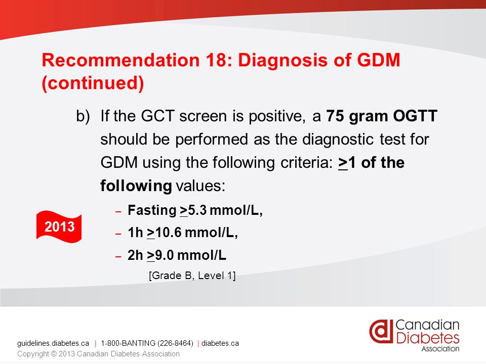 Recommendation 18: Diagnosis of GDM (continued)