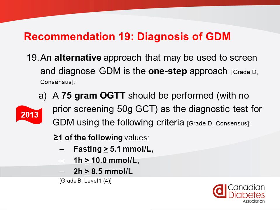 Recommendation 19: Diagnosis of GDM
