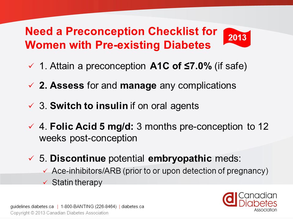 Need a Preconception Checklist for Women with Pre-existing Diabetes