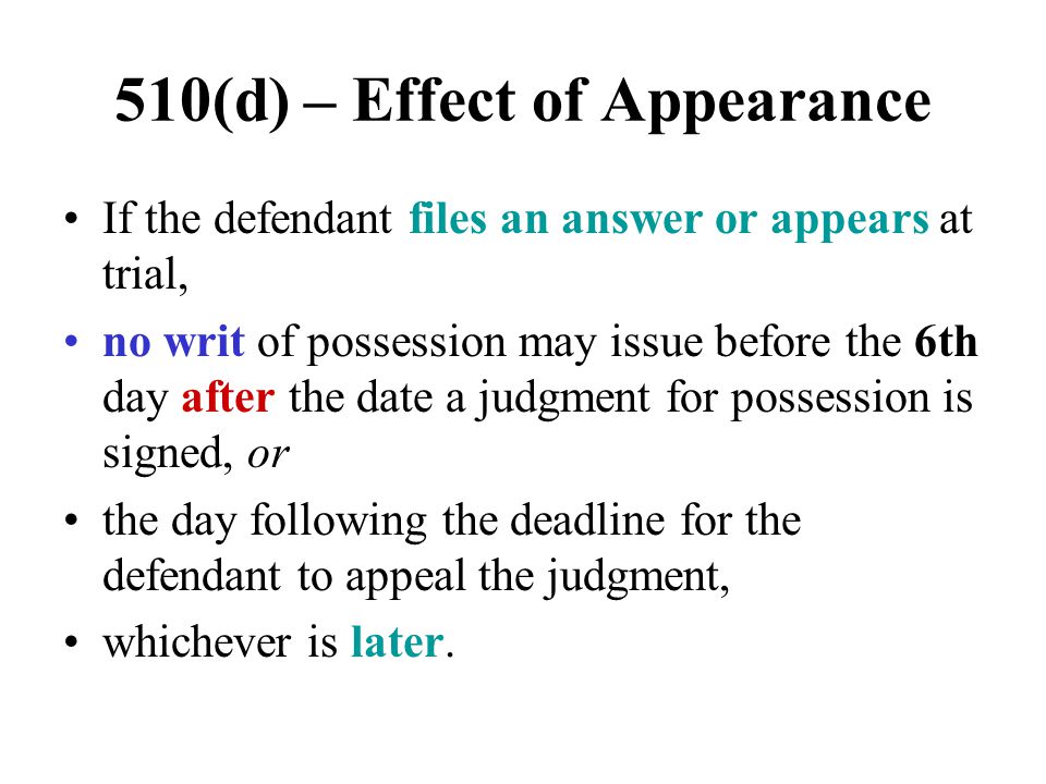 510(d) – Effect of Appearance