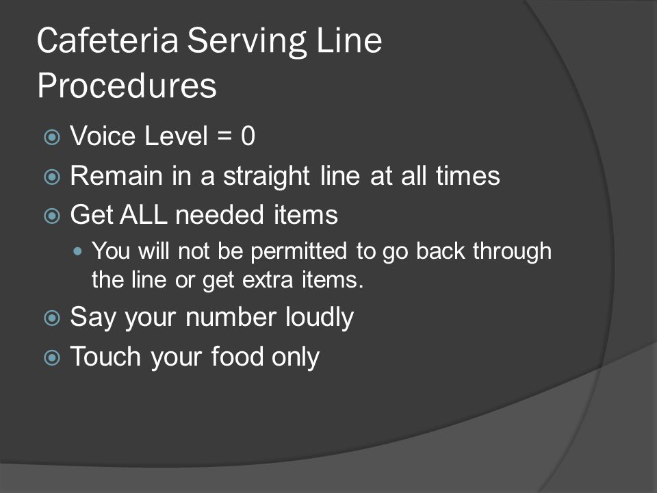 Cafeteria Serving Line Procedures