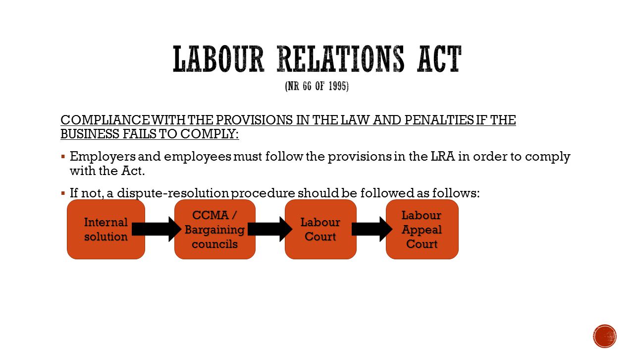 LABOUR RELATIONS ACT (nr 66 OF 1995)