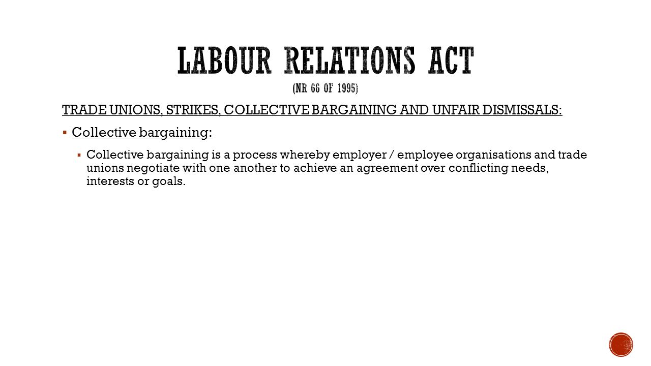 LABOUR RELATIONS ACT (nr 66 OF 1995)