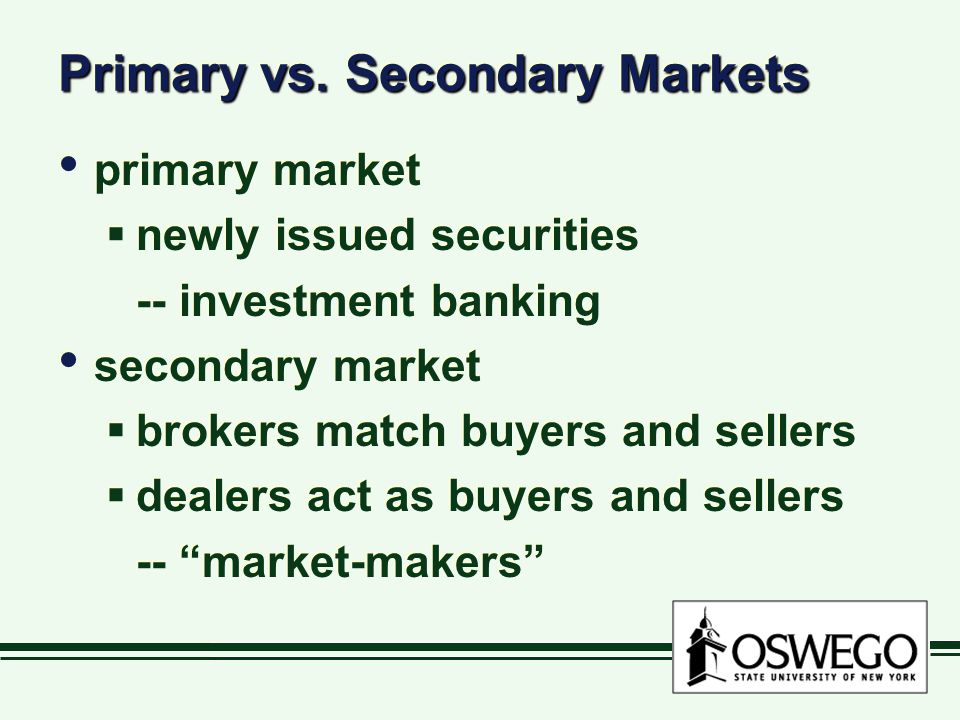 Primary vs. Secondary Markets
