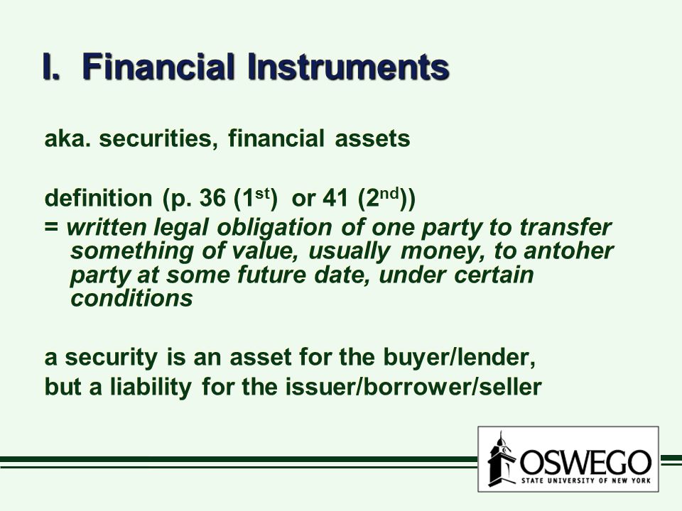 I. Financial Instruments