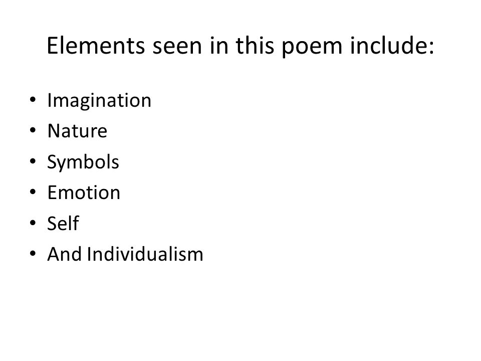 Elements seen in this poem include: